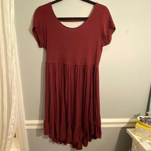 LA HEARTS STRAPPY BACK RED CAP SLEEVE DRESS